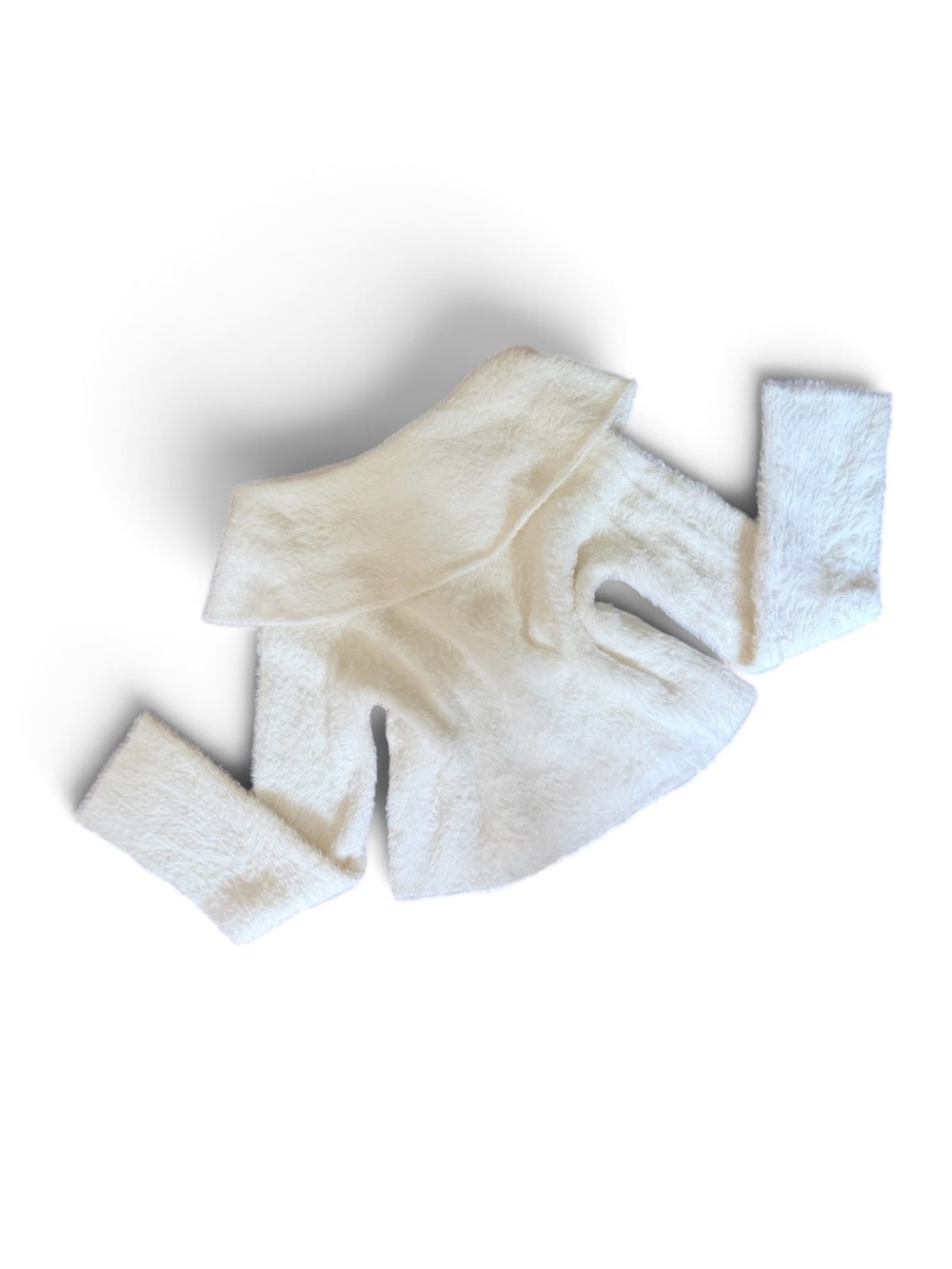 Cozy Off-Shoulder White Fuzzy Women's Sweater